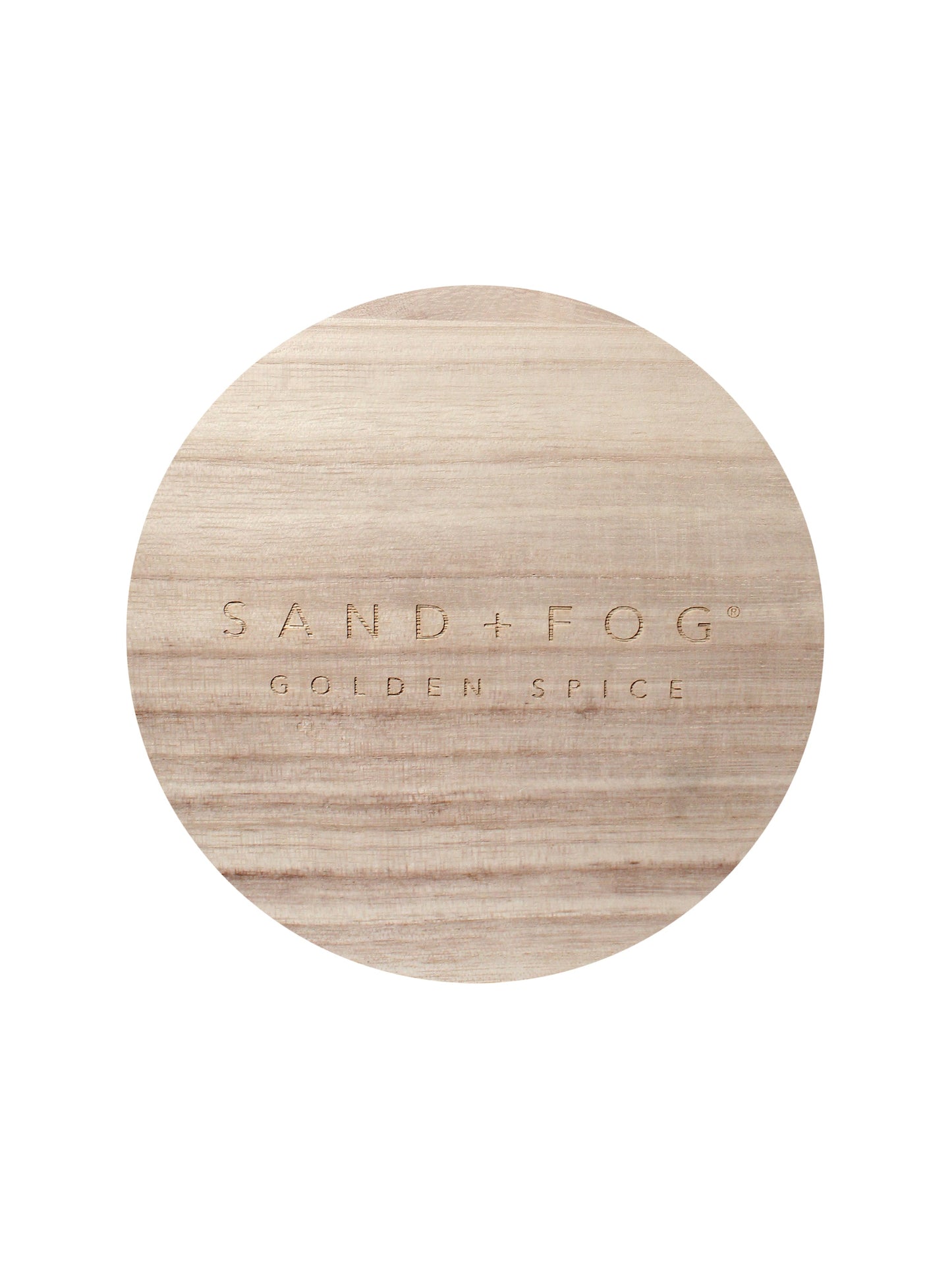 Golden Spice 23 oz scented Candle Flax vessel with Sand+Fog wood lid