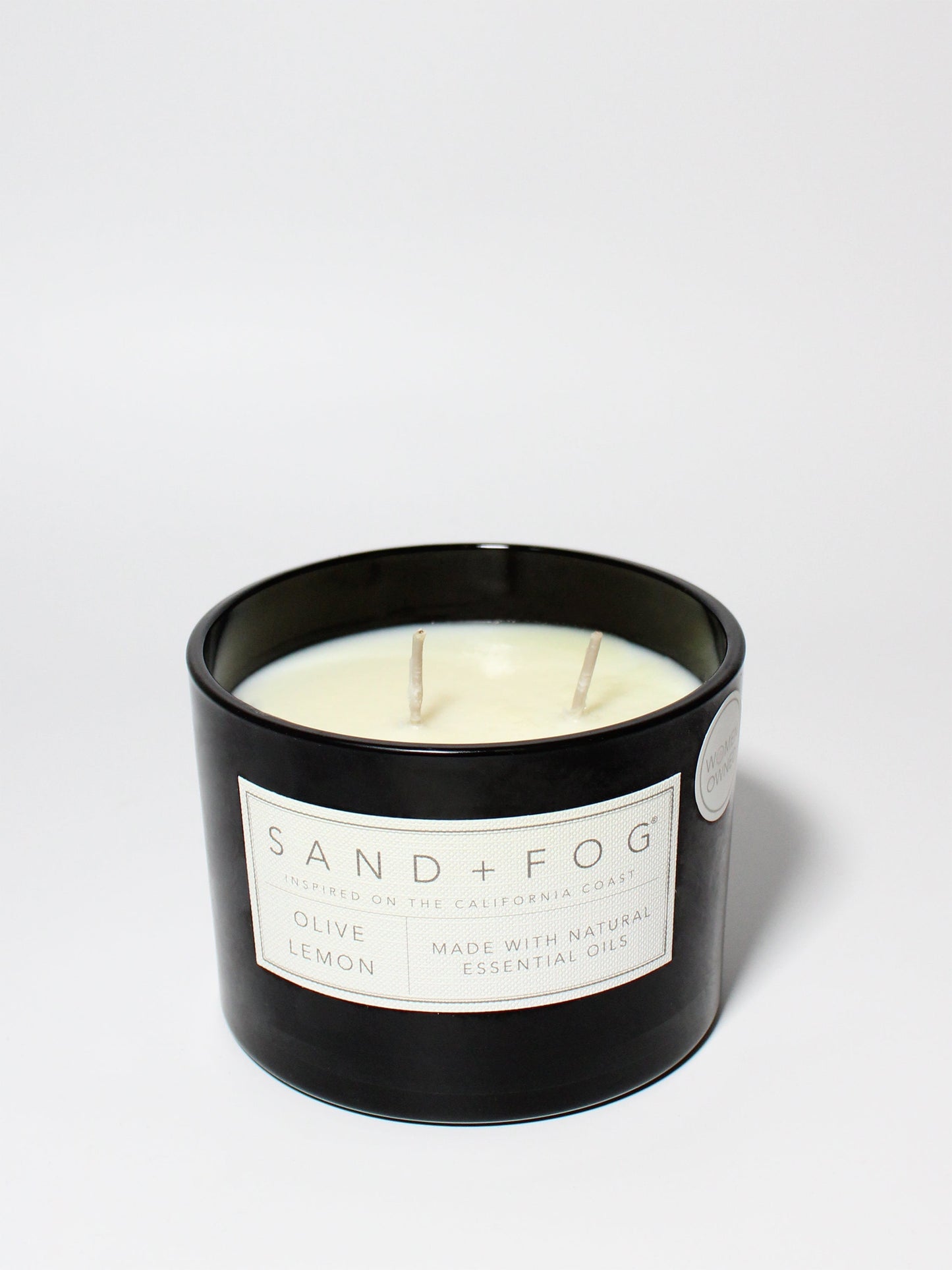 Olive Lemon 12 oz scented candle Black vessel with Olive Wreath lid