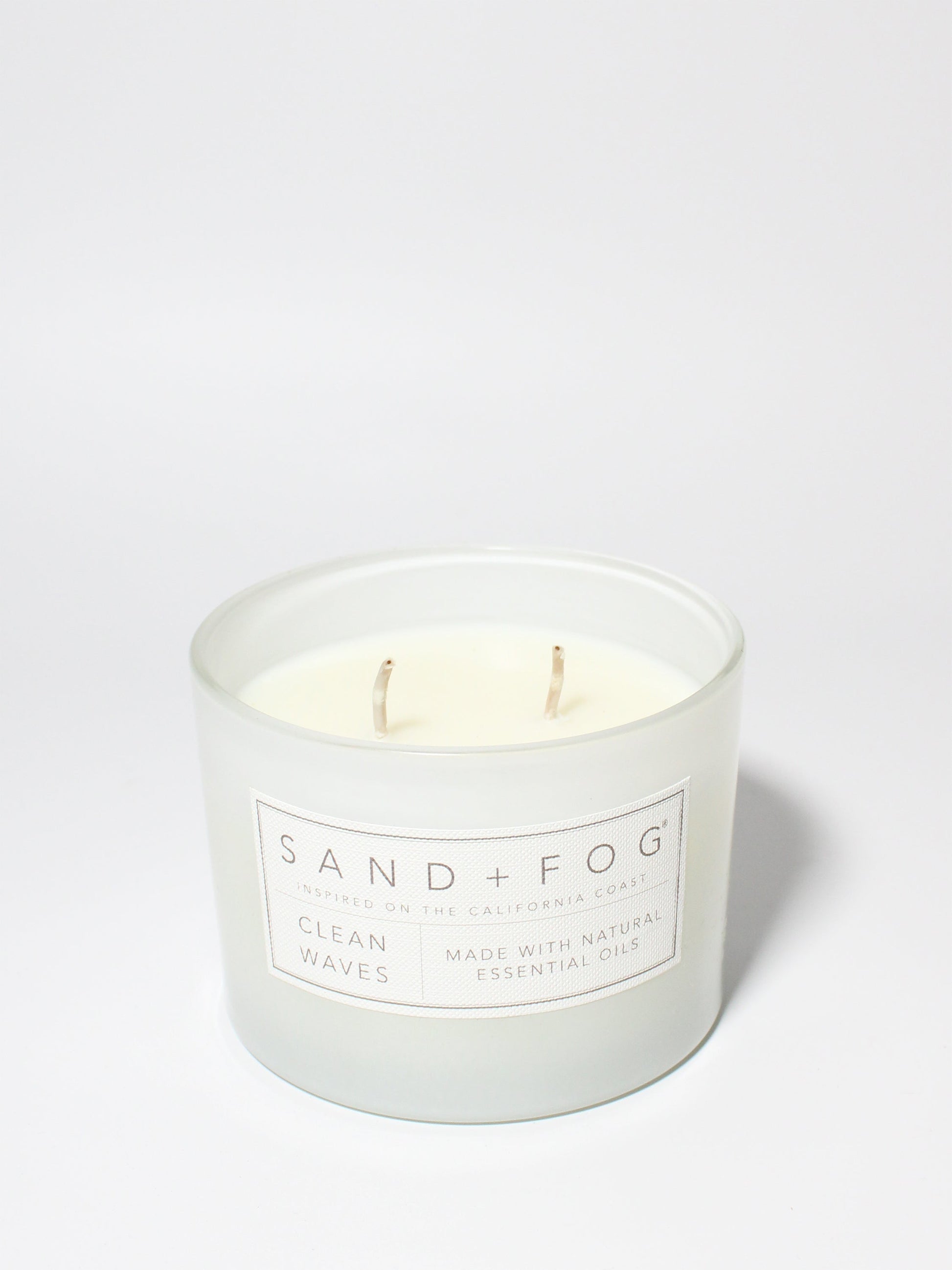 Clean Waves 12 oz scented candle White Vessel with Wood Carved Lid