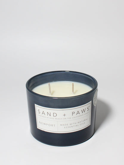 Sand + Paws Newport 12 oz scented candle Ink vessel with Painted Paw Print lid